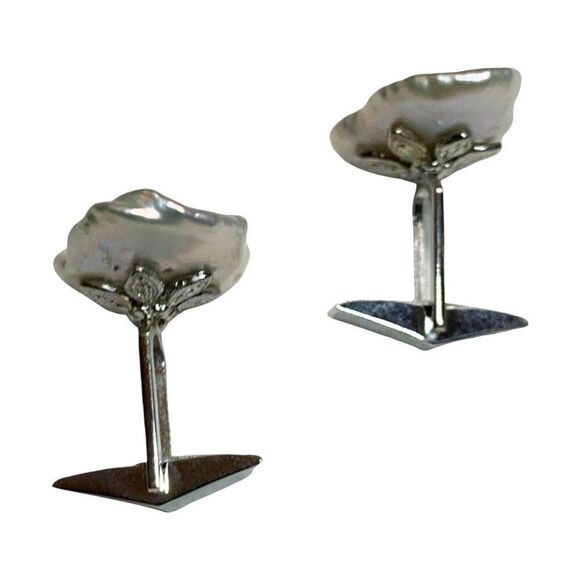 Diamond Fresh Water Pearl Cufflinks 14k Gold 0.45 TCW Designer Certified $2,490 - Picture 10 of 14